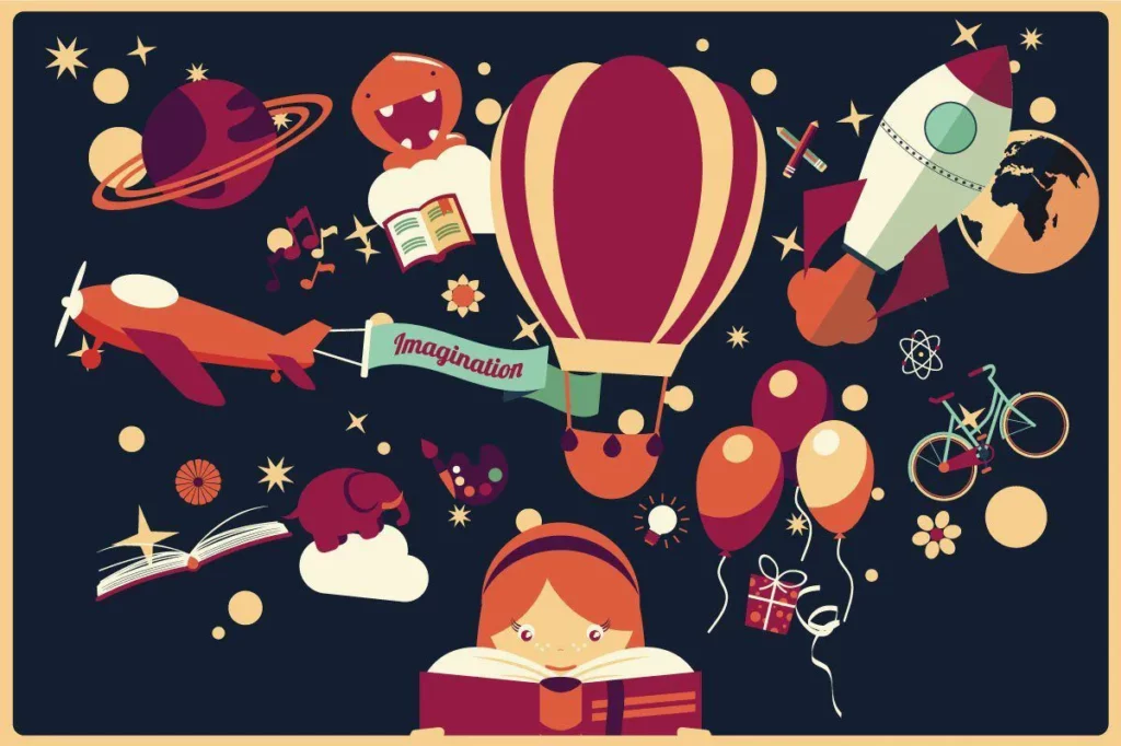  Read a book day: A girl reading a book that fuels her imagination 