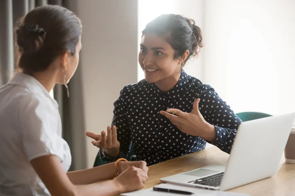 networking skills - woman telling her story expressively